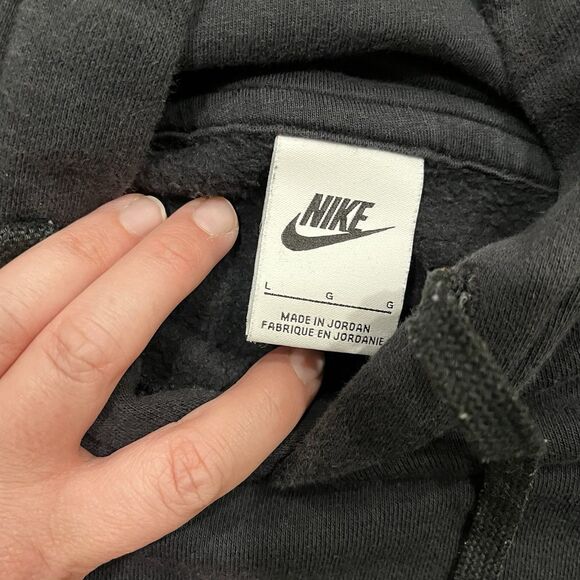 Nike Hoodie Mens Large Sweatshirt Pullover Black Athleisure Streetwear Swoosh - Picture 3 of 11